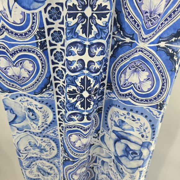 Caroline Costas Blue White Empire Waist 100% Cotton Maxi Dress Size Small - Picture 12 of 16